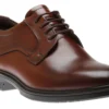 ECCO Lisbon Cognac Brown Leather Lace-Up Plain Toe Dress Shoe
