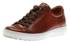 ECCO Men's Soft 7 Cognac Brown Leather Lace-Up Sneaker