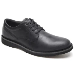 Rockport Cabot Black Nubuck Leather Plain Toe Lace-Up Derby Shoe