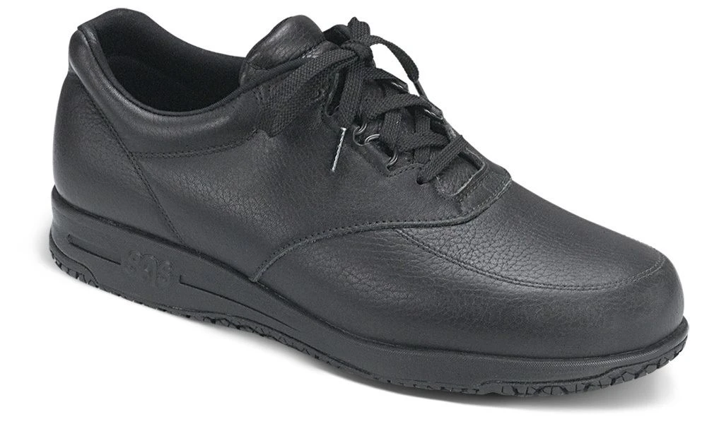 Guardian Black Leather Non-Slip Lace-Up Walking Shoe - Image 2