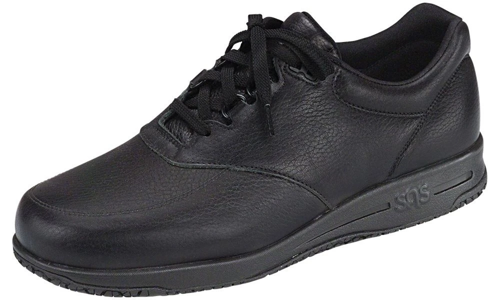 Guardian Black Leather Non-Slip Lace-Up Walking Shoe - Image 5