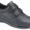 Vto Black Leather Velcro Walking Shoe